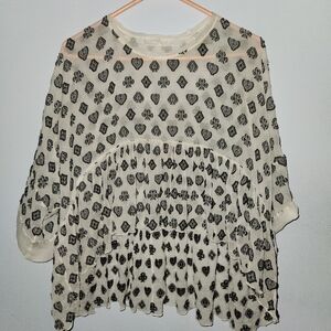 Chloe 34 Milk Top Playing Card Suits Spade Club Heart Diamond High Low